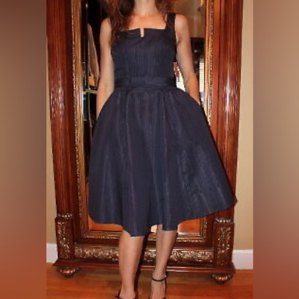 ISAAC MIZRAHI for Target Fit and Flare Black Dress Bow Belt and Pockets